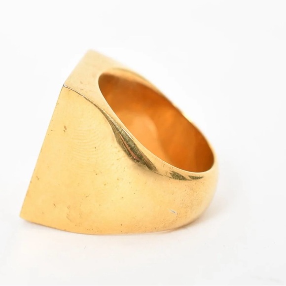 Celine Gold Toned Brass Flat “Animals” Embossed Signet Ring size 52 - Picture 4 of 10